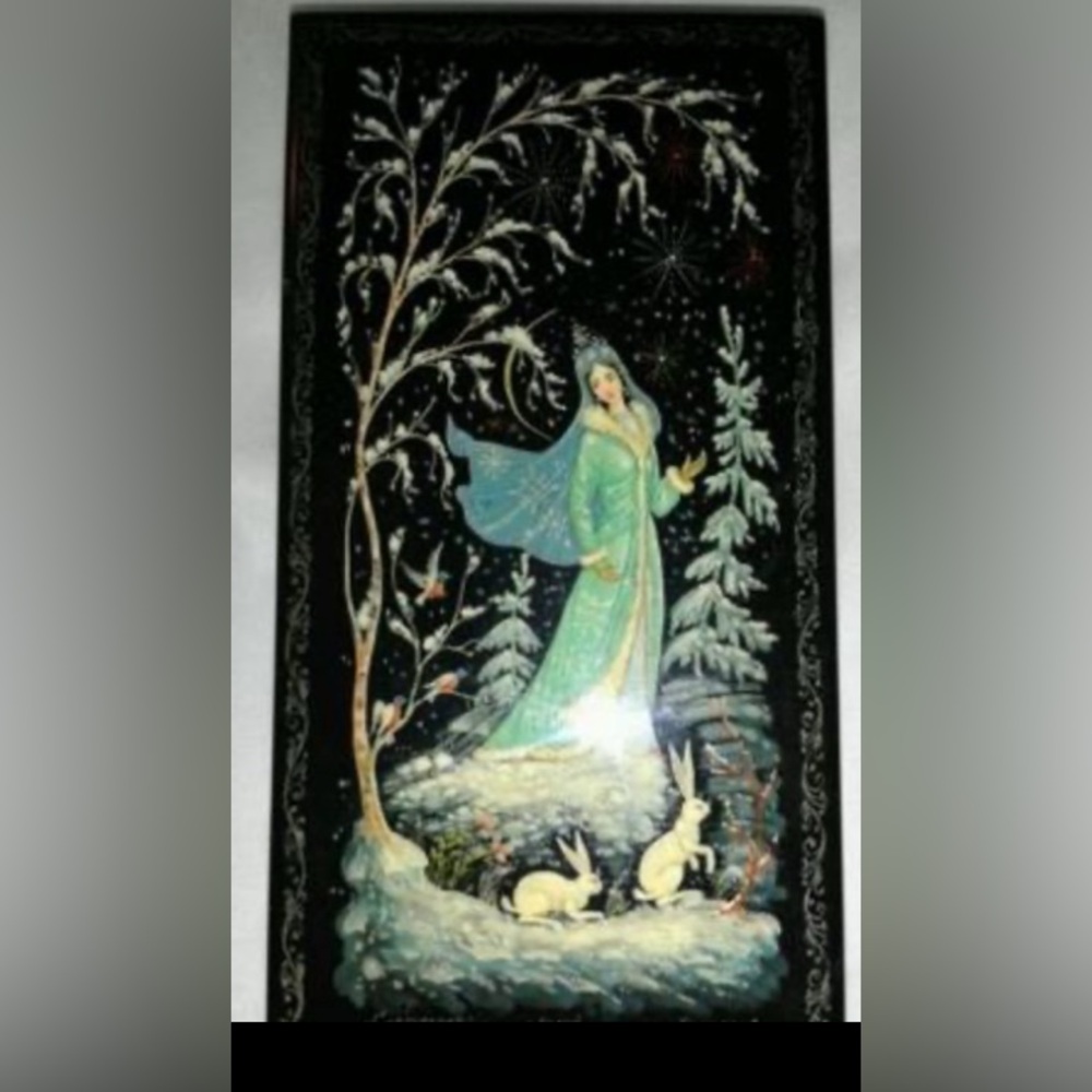 Snow Maiden with Rabbits Hand-Painted Art